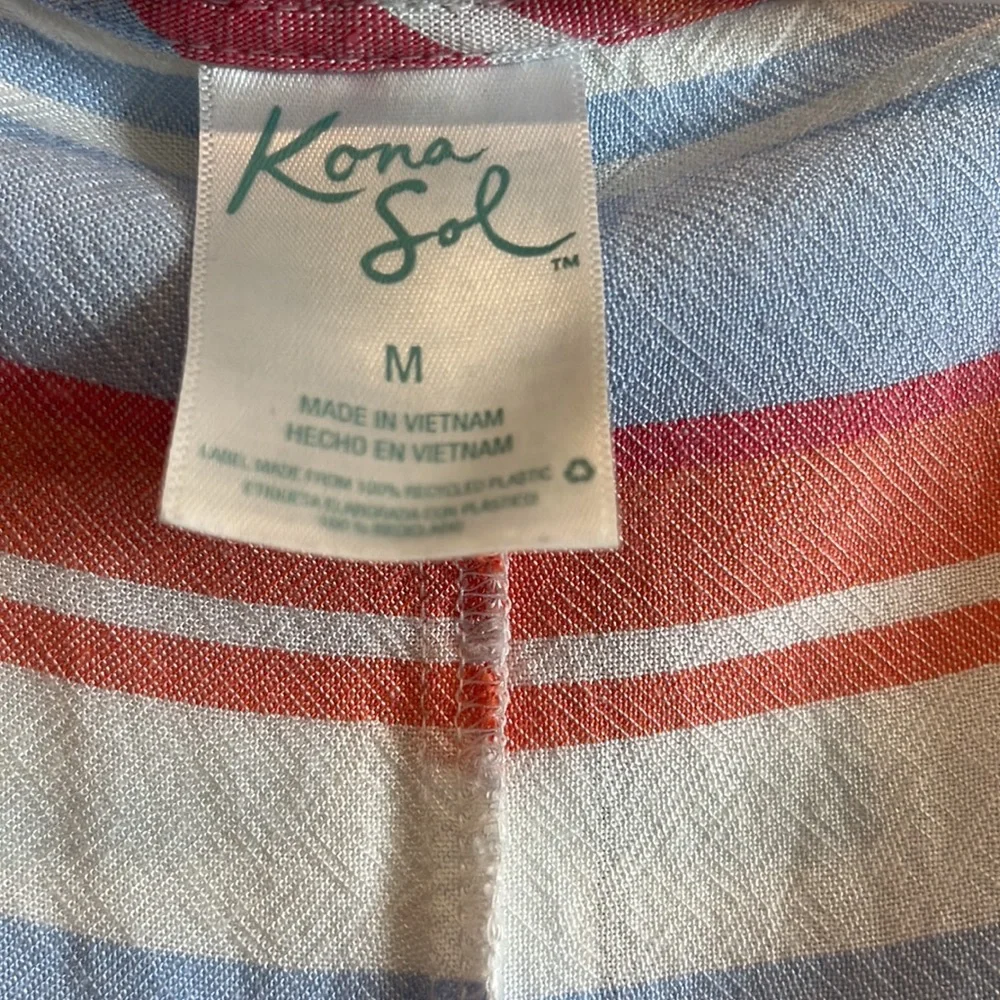 Kona Sol Striped Cover Up Beach Poolside One Size
